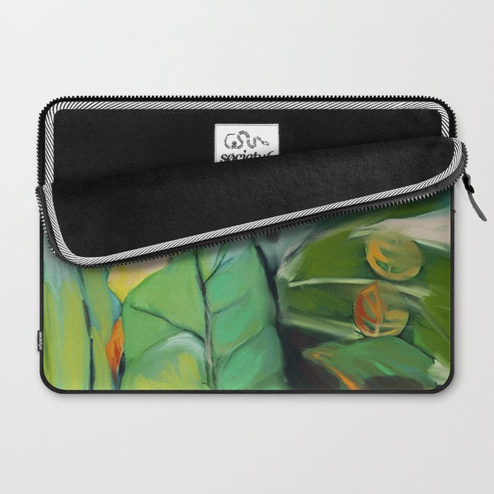 Abstract Green Leaves Laptop Sleeve Gallery Image 2