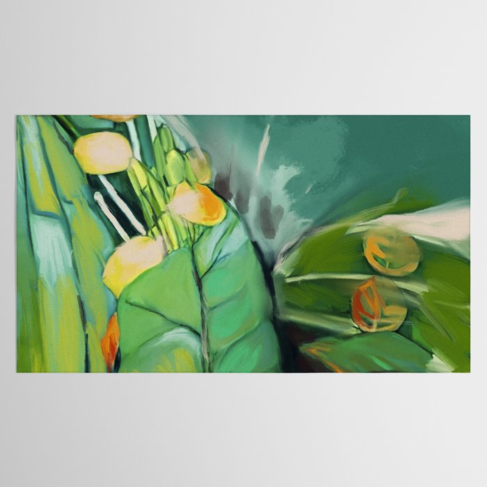 Abstract Green Leaves Tablecloth Gallery Image 2