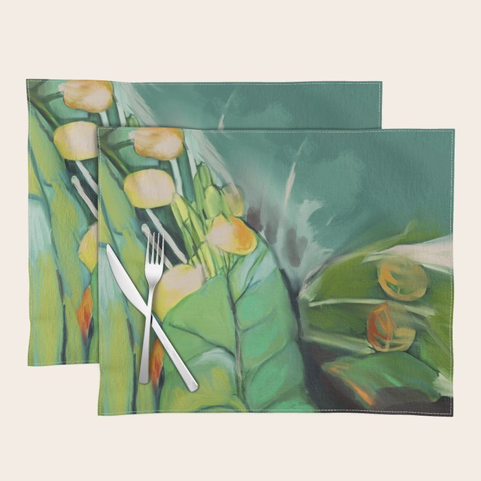 Abstract Green Leaves Placemat Gallery Image 1