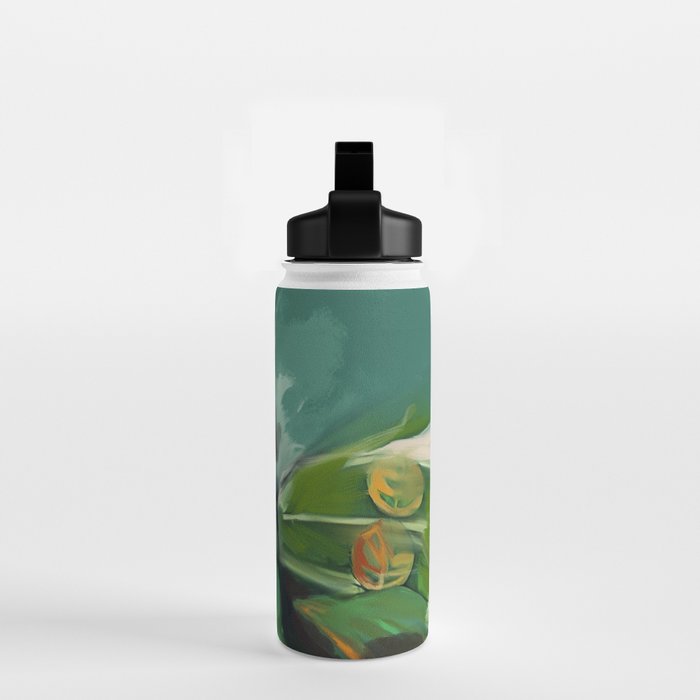 Abstract Green Leaves Water Bottle Gallery Image 2