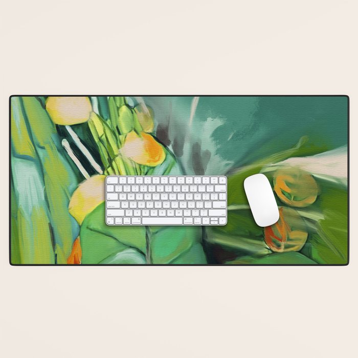 Abstract Green Leaves Desk Mat Gallery Image 1