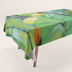 Abstract Green Leaves Tablecloth Gallery Image 1