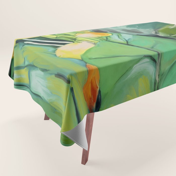Abstract Green Leaves Tablecloth Gallery Image 1