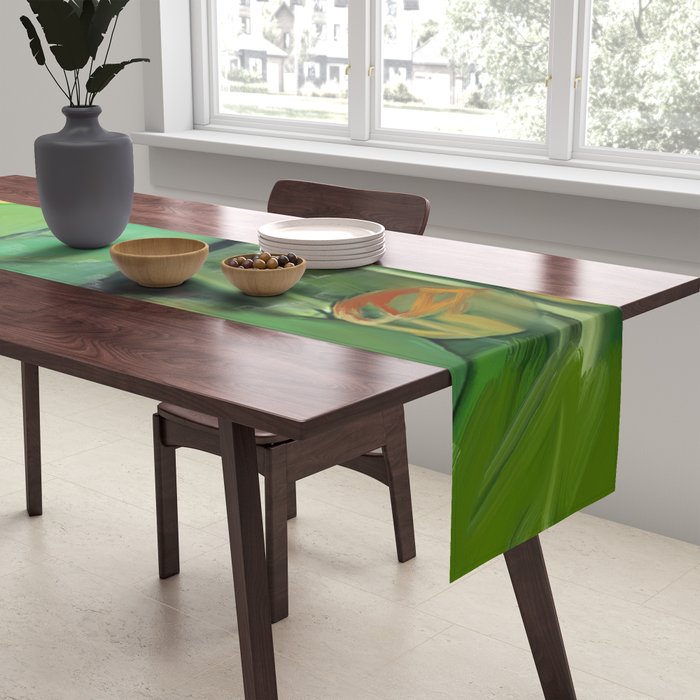 Abstract Green Leaves Table Runner Gallery Image 2