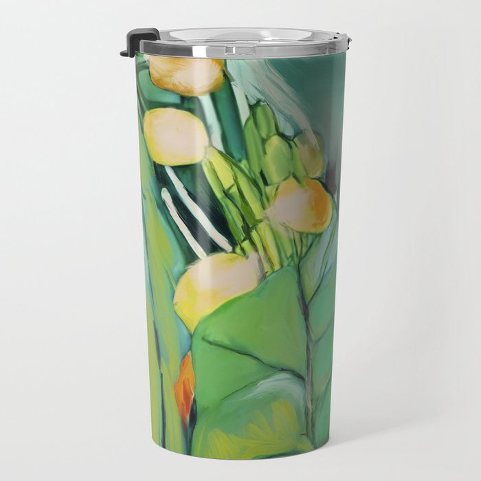 Abstract Green Leaves Travel Mug Gallery Image 3