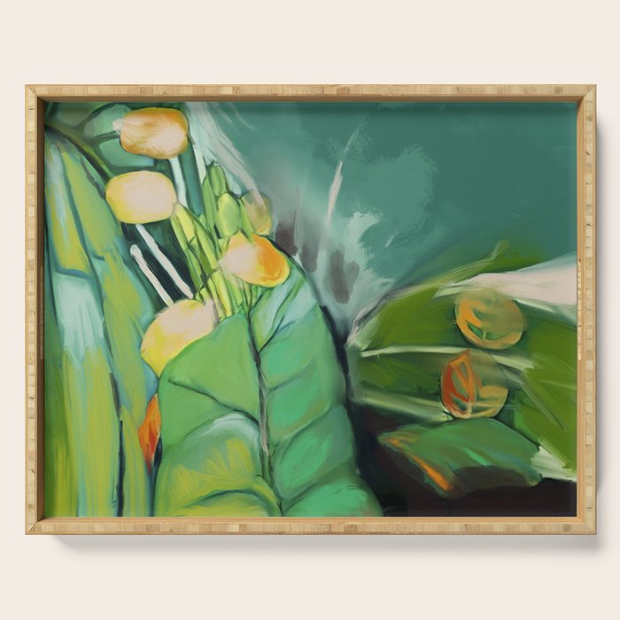 Abstract Green Leaves Serving Tray Gallery Image 1