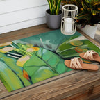 Abstract Green Leaves Outdoor Rug Gallery Image 2