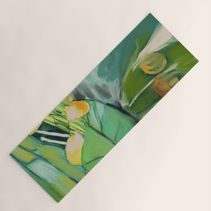 Abstract Green Leaves Yoga Mat Gallery Image 1