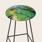 Abstract Green Leaves Stool Gallery Image 2