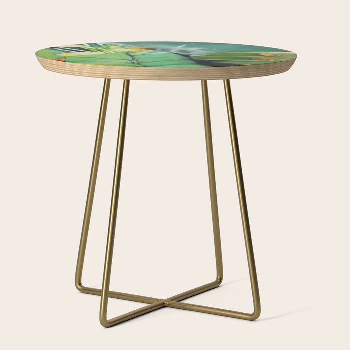 Abstract Green Leaves Side Table Gallery Image 1