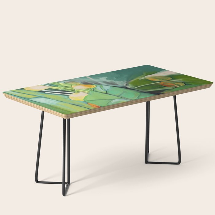 Abstract Green Leaves Coffee Table Gallery Image 1