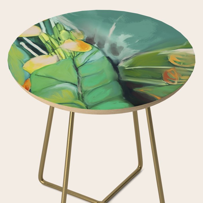 Abstract Green Leaves Side Table Gallery Image 2