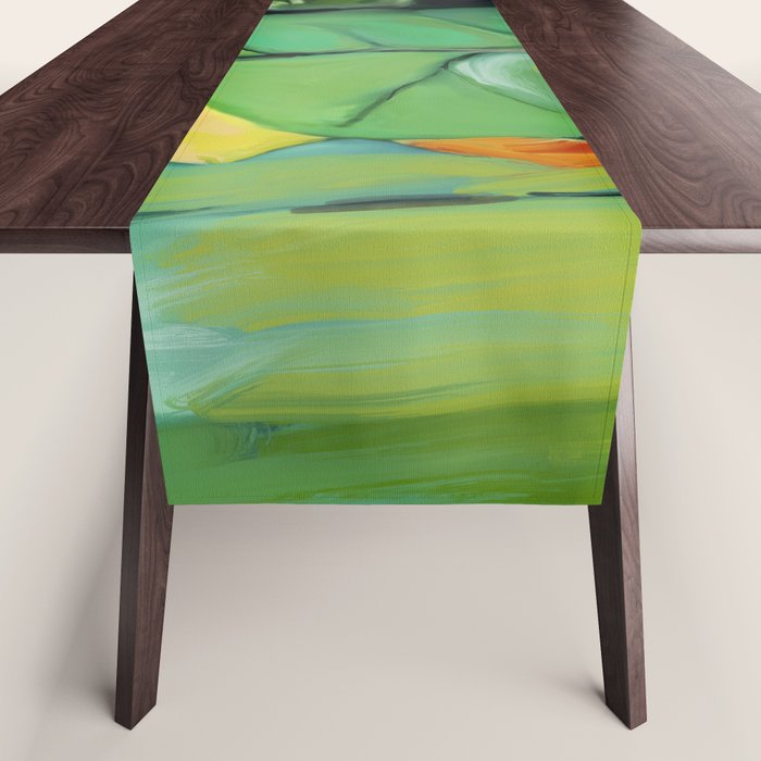 Abstract Green Leaves Table Runner Gallery Image 1