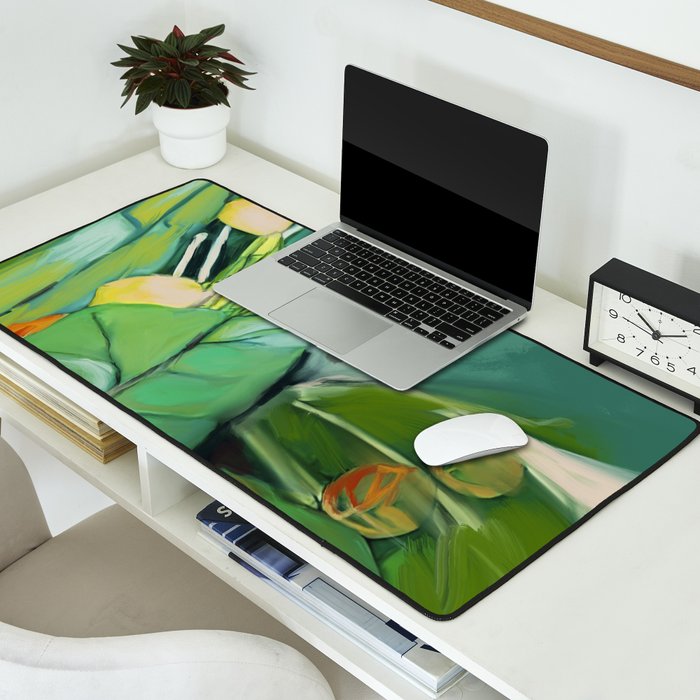 Abstract Green Leaves Desk Mat Gallery Image 2