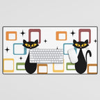 Mid Century black cat Desk Mat Gallery Image 1