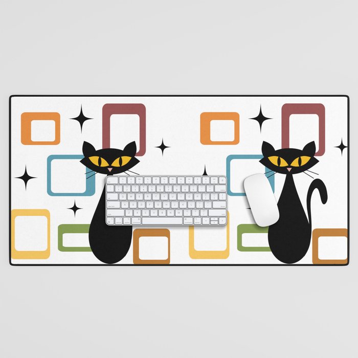 Mid Century black cat Desk Mat Gallery Image 1