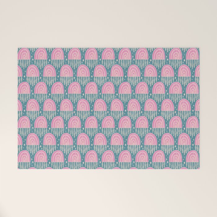 Little Rainbows - orchid and blue Welcome Mat Gallery Image 1
