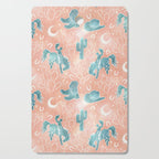 Cosmic Cowboys and Cacti -  peach and turquoise  Cutting Board Gallery Image 1