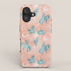 Cosmic Cowboys and Cacti -  peach and turquoise  iPhone Case Gallery Image 1