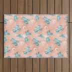 Cosmic Cowboys and Cacti -  peach and turquoise  Outdoor Rug Gallery Image 1