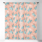 Cosmic Cowboys and Cacti -  peach and turquoise  Window Curtain Gallery Image 5
