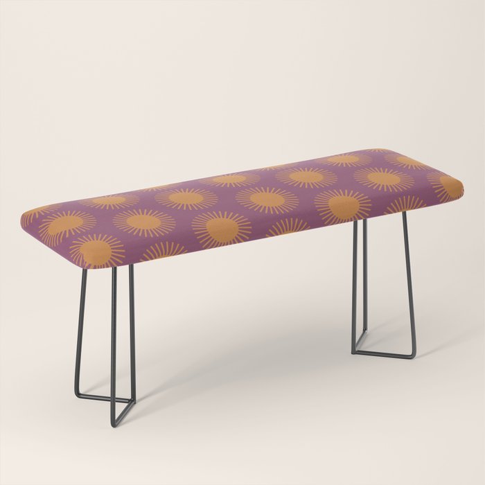 Boho Summer Sun Pattern VI Purple and Orange Bench Gallery Image 1