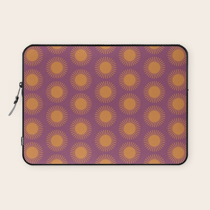 Boho Summer Sun Pattern VI Purple and Orange Laptop Sleeve Gallery Image 1