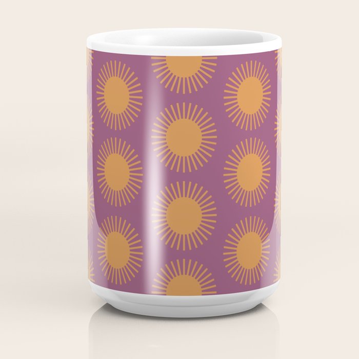 Boho Summer Sun Pattern VI Purple and Orange Coffee Mug Gallery Image 4