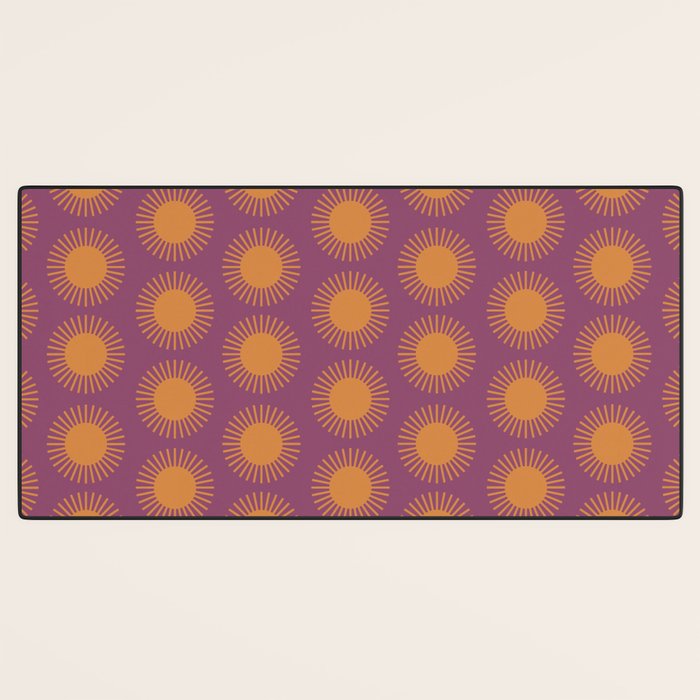 Boho Summer Sun Pattern VI Purple and Orange Desk Mat Gallery Image 3