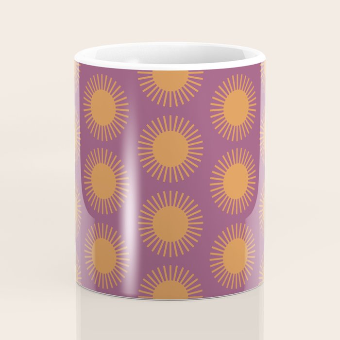 Boho Summer Sun Pattern VI Purple and Orange Coffee Mug Gallery Image 4