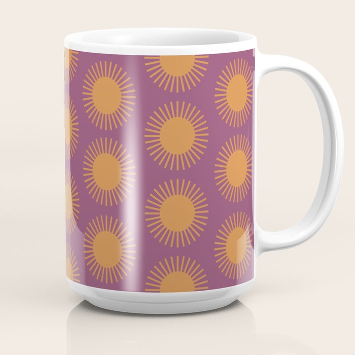 Boho Summer Sun Pattern VI Purple and Orange Coffee Mug Gallery Image 2