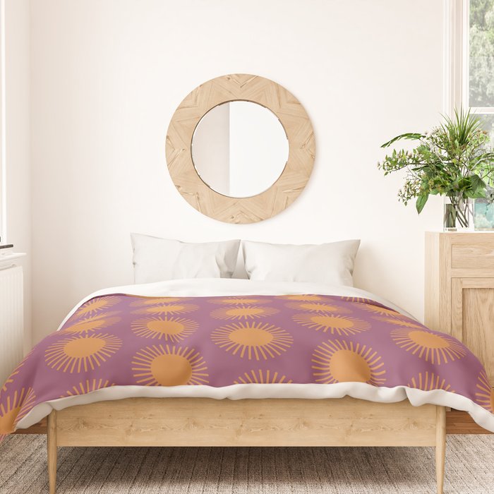 Boho Summer Sun Pattern VI Purple and Orange Duvet Cover Gallery Image 3