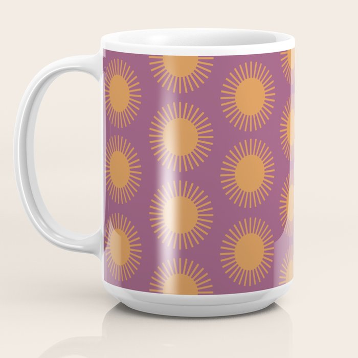 Boho Summer Sun Pattern VI Purple and Orange Coffee Mug Gallery Image 3
