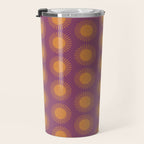 Boho Summer Sun Pattern VI Purple and Orange Travel Mug Gallery Image 3