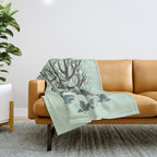 White Wolf in the Flowering Forest Throw Blanket Gallery Image 1