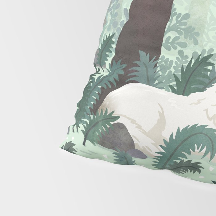 White Wolf in the Flowering Forest Pillow Sham Gallery Image 4