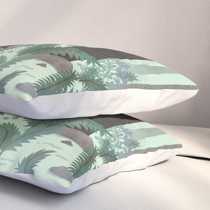 White Wolf in the Flowering Forest Pillow Sham Gallery Image 3