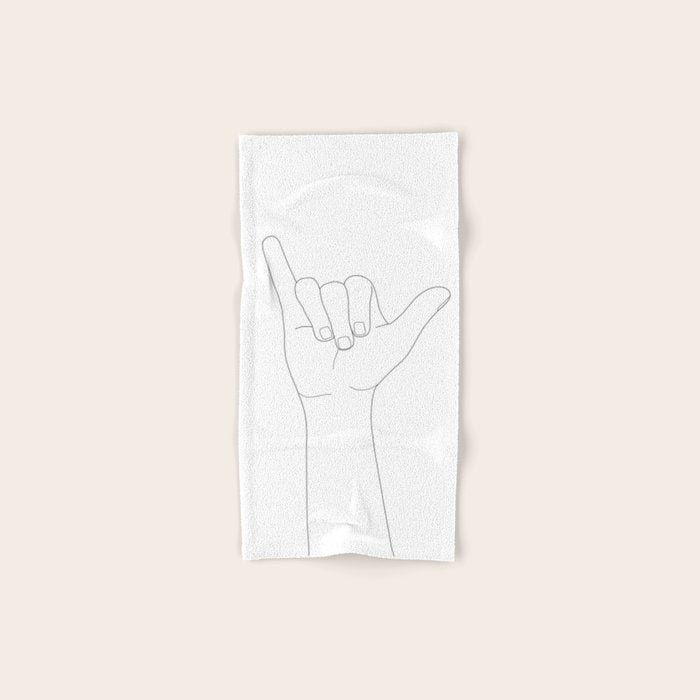 Minimal Line Art Shaka Hand Gesture Towels Gallery Image 1