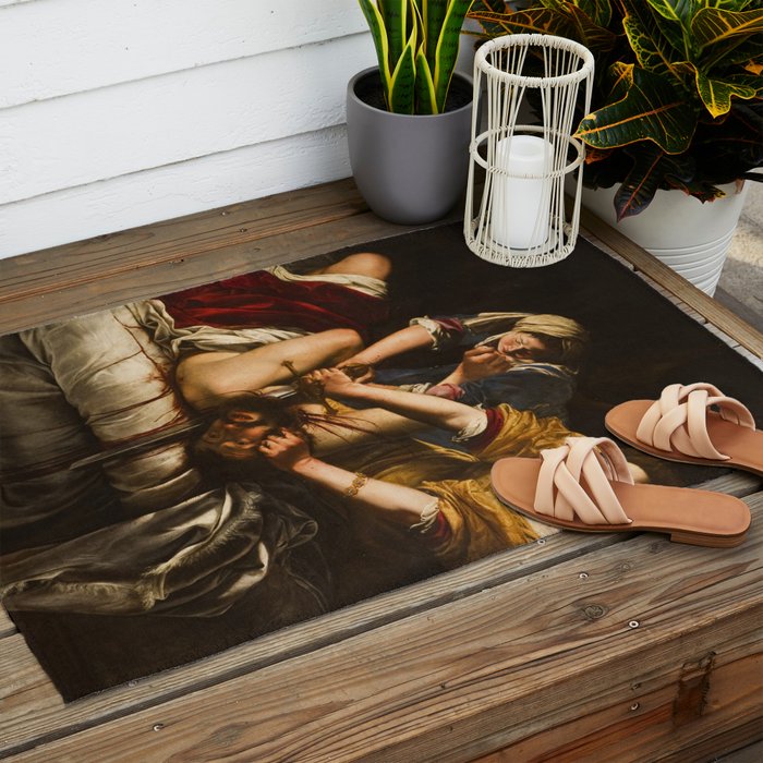 Judith Slaying Holofernes by Artemisia Gentileschi Outdoor Rug Gallery Image 2