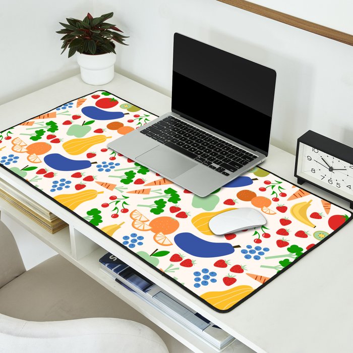 Colorful Veggie Pattern Desk Mat Gallery Image 2