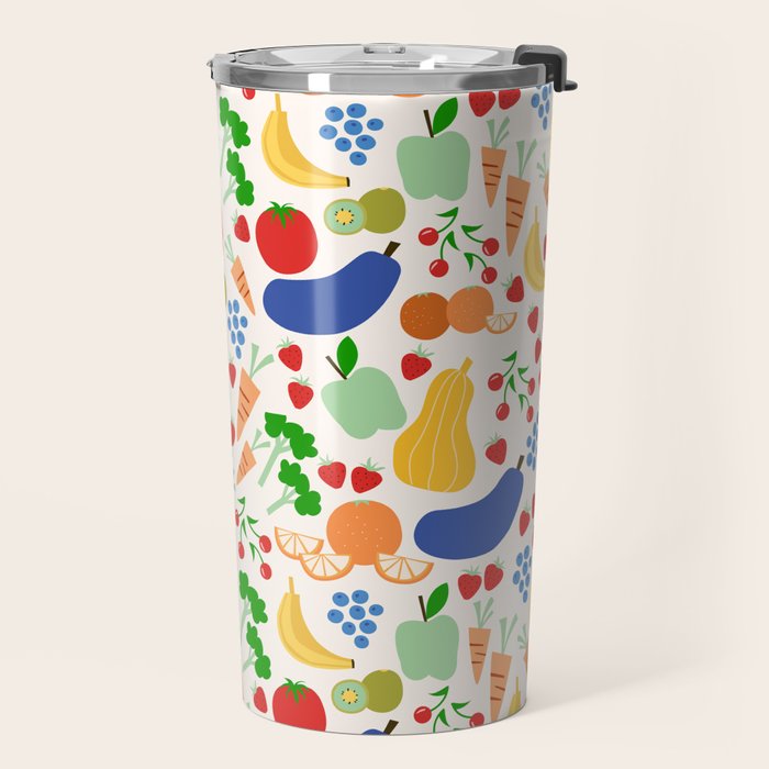 Colorful Veggie Pattern Travel Mug Gallery Image 2
