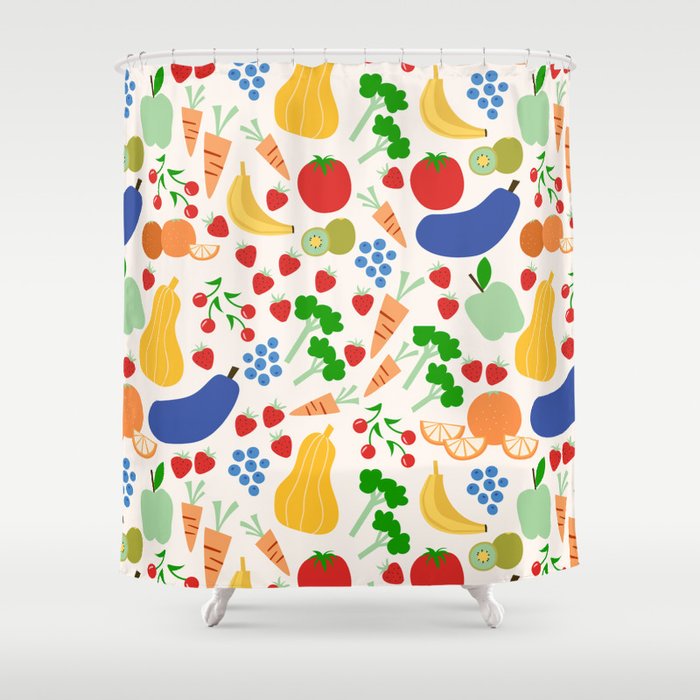 Colorful Veggie Pattern Shower Curtain Gallery Image 1