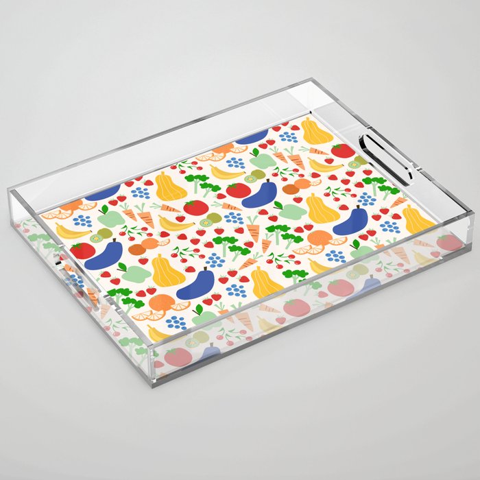 Colorful Veggie Pattern Acrylic Tray Gallery Image 1