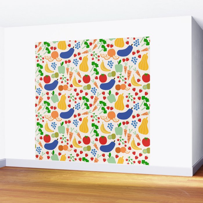 Colorful Veggie Pattern Wall Mural Gallery Image 2