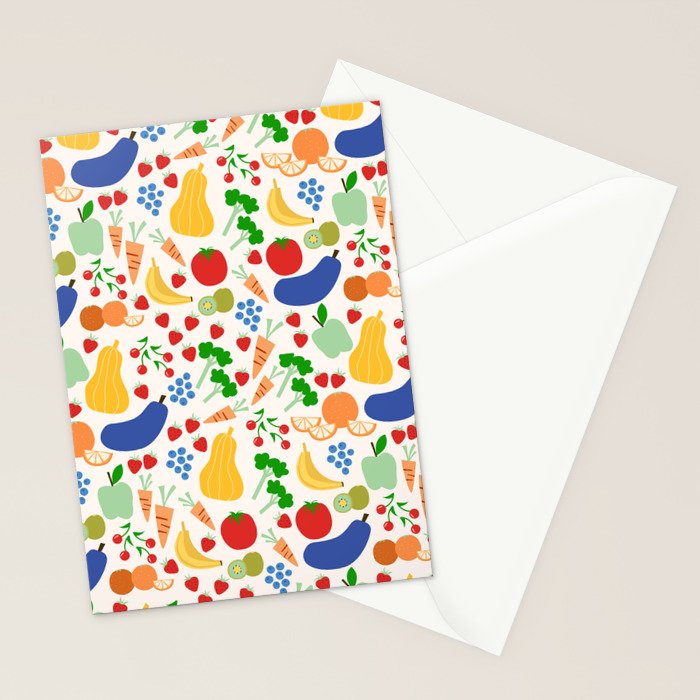 Colorful Veggie Pattern Stationery Card Gallery Image 2