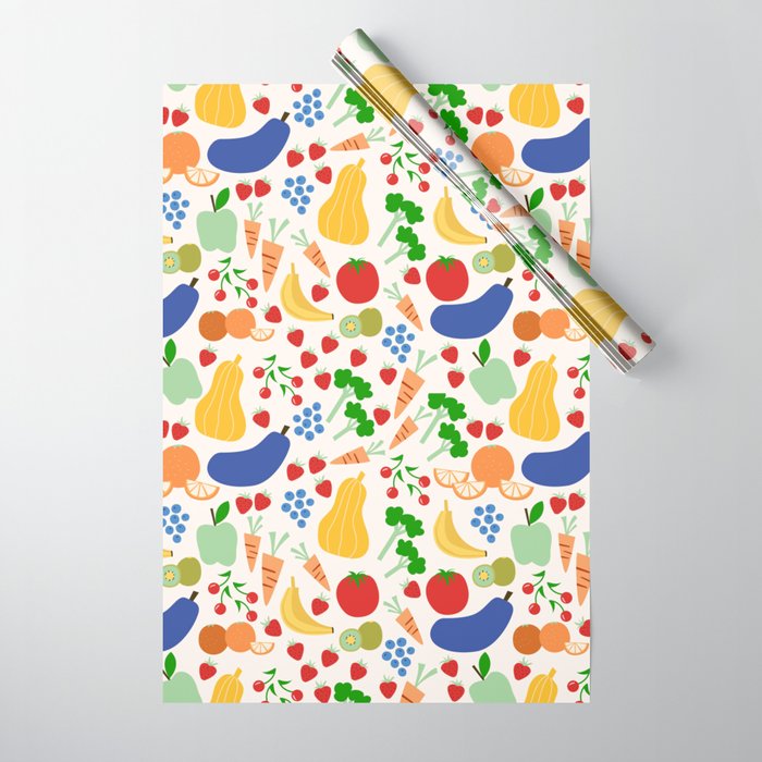 Colorful Veggie Pattern Wrapping Paper Gallery Image 1