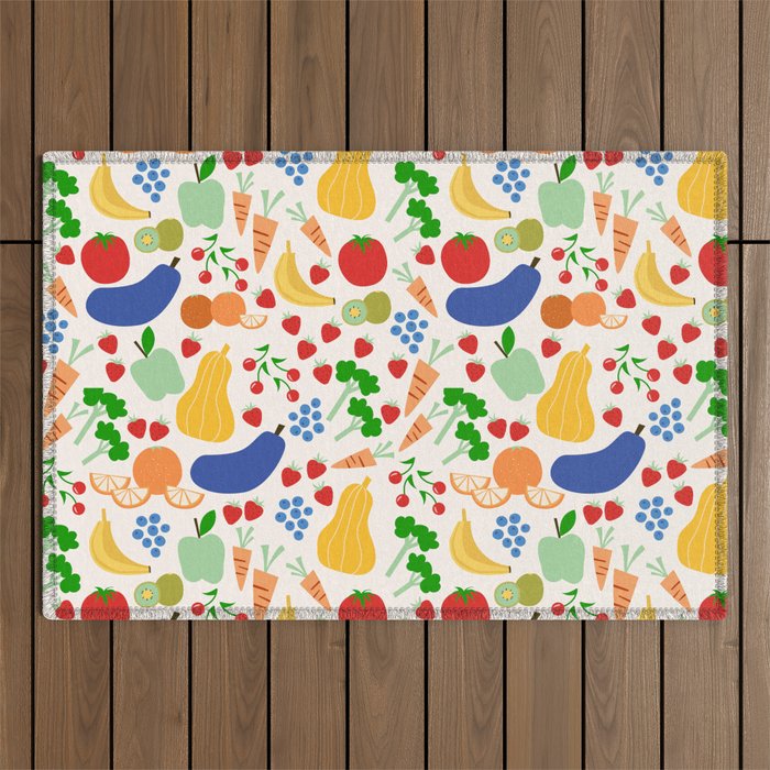 Colorful Veggie Pattern Outdoor Rug Gallery Image 1