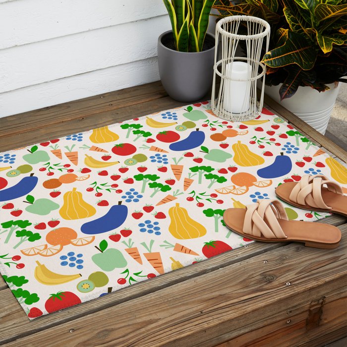Colorful Veggie Pattern Outdoor Rug Gallery Image 2