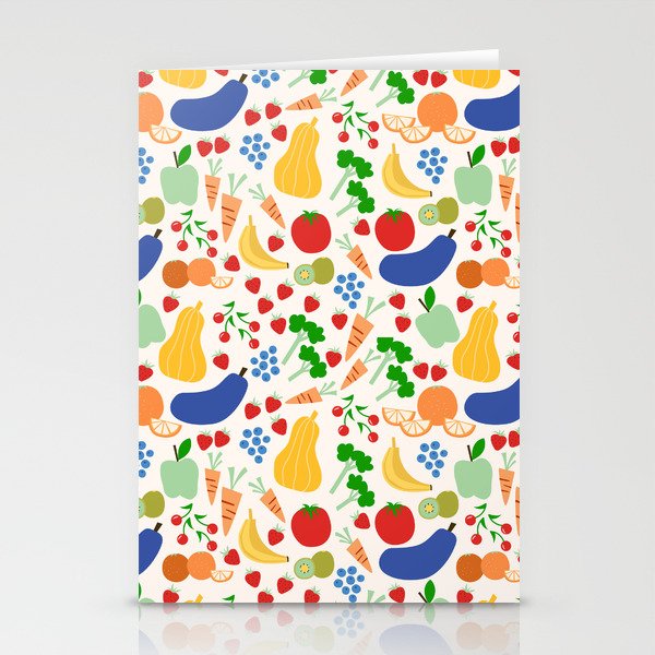 Colorful Veggie Pattern Stationery Card Gallery Image 1