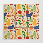 Colorful Veggie Pattern Wood Wall Art Gallery Image 1